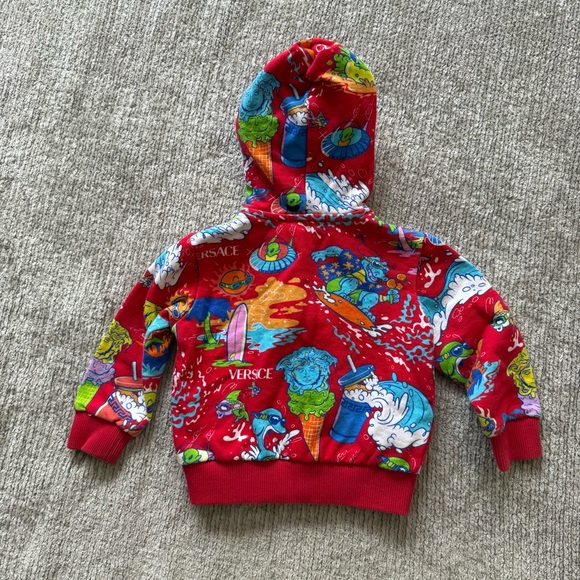 Versace Baby Hoodie 12–18M Multicolor Graphic Medusa Surf Print Zip Italy - Picture 7 of 10